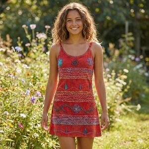 Red Floral Mini Dress
